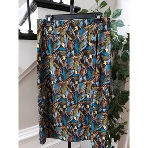 Christopher & Banks Midi Skirt Womens Size 6 Multi Polyester Abstract Mod Button
